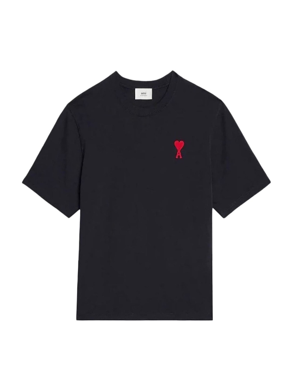 Ami Black Tee with Red Heart A Logo